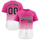 Custom Rose Red White Grid Blur Pattern Authentic Baseball Jersey