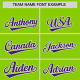 Custom Neon Green Purple Grid Blur Pattern Authentic Baseball Jersey