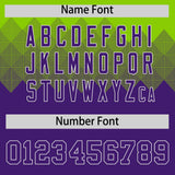 Custom Neon Green Purple Grid Blur Pattern Authentic Baseball Jersey