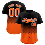 Custom Black Orange Grid Blur Pattern Authentic Baseball Jersey