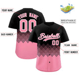 Custom Black Light Pink Grid Blur Pattern Authentic Baseball Jersey