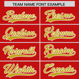 Custom Red Old Gold Grid Blur Pattern Authentic Baseball Jersey