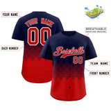 Custom Navy Red Grid Blur Pattern Authentic Baseball Jersey