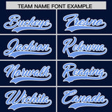 Custom Navy Powder Blue Grid Blur Pattern Authentic Baseball Jersey