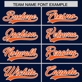 Custom Navy Orange Grid Blur Pattern Authentic Baseball Jersey