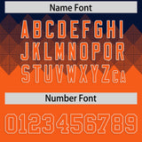 Custom Navy Orange Grid Blur Pattern Authentic Baseball Jersey