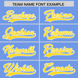 Custom Light Blue Gold Grid Blur Pattern Authentic Baseball Jersey