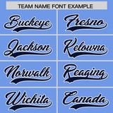 Custom Light Blue Navy Grid Blur Pattern Authentic Baseball Jersey