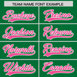 Custom Kelly Green Pink Grid Blur Pattern Authentic Baseball Jersey