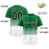 Custom Kelly Green White Grid Blur Pattern Authentic Baseball Jersey