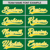 Custom Kelly Green Gold Grid Blur Pattern Authentic Baseball Jersey