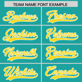Custom Aqua Gold Grid Blur Pattern Authentic Baseball Jersey
