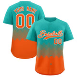 Custom Aqua Orange Grid Blur Pattern Authentic Baseball Jersey