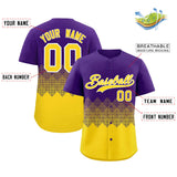 Custom Purple Gold Grid Blur Pattern Authentic Baseball Jersey