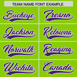 Custom Neon Green Purple Grid Blur Pattern Authentic Baseball Jersey
