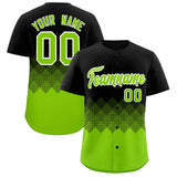 Custom Black Neon Green Grid Blur Pattern Authentic Baseball Jersey