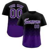 Custom Black Purple Grid Blur Pattern Authentic Baseball Jersey