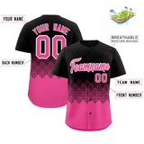 Custom Black Pink Grid Blur Pattern Authentic Baseball Jersey