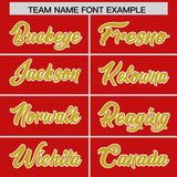 Custom Red Old Gold Grid Blur Pattern Authentic Baseball Jersey