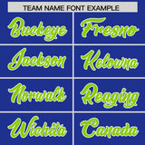 Custom Royal Neon Green Grid Blur Pattern Authentic Baseball Jersey