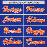 Custom Royal Orange Grid Blur Pattern Authentic Baseball Jersey