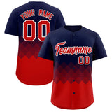 Custom Navy Red Grid Blur Pattern Authentic Baseball Jersey