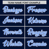 Custom Navy Powder Blue Grid Blur Pattern Authentic Baseball Jersey