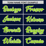 Custom Navy Neon Green Grid Blur Pattern Authentic Baseball Jersey