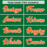 Custom Kelly Green Orange Grid Blur Pattern Authentic Baseball Jersey