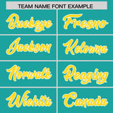 Custom Aqua Gold Grid Blur Pattern Authentic Baseball Jersey