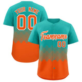 Custom Aqua Orange Grid Blur Pattern Authentic Baseball Jersey