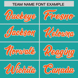 Custom Aqua Orange Grid Blur Pattern Authentic Baseball Jersey