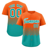 Custom Orange Aqua Grid Blur Pattern Authentic Baseball Jersey