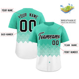 Custom Bright Green White Grid Blur Pattern Authentic Baseball Jersey