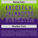Custom Neon Green Purple Grid Blur Pattern Authentic Baseball Jersey