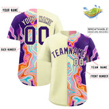 Custom Cream Split Fashion Fluid Pattern Authentic Baseball Jersey