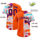 Custom Orange Split Fashion Fluid Pattern Authentic Baseball Jersey