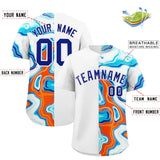 Custom White Split Fashion Fluid Pattern Authentic Baseball Jersey