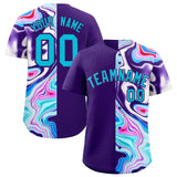 Custom Purple Split Fashion Fluid Pattern Authentic Baseball Jersey