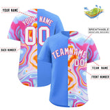 Custom Powder Blue Split Fashion Fluid Pattern Authentic Baseball Jersey