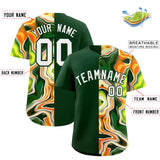 Custom Green Split Fashion Fluid Pattern Authentic Baseball Jersey