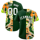 Custom Green Split Fashion Fluid Pattern Authentic Baseball Jersey