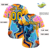 Custom Multi Color Split Fashion Fluid Pattern Authentic Baseball Jersey