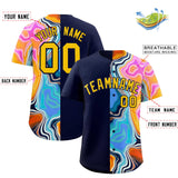 Custom Navy Split Fashion Fluid Pattern Authentic Baseball Jersey