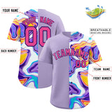 Custom Light Purple Split Fashion Fluid Pattern Authentic Baseball Jersey