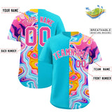 Custom Sky Blue Split Fashion Fluid Pattern Authentic Baseball Jersey