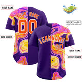 Custom Purple Split Fashion Fluid Pattern Authentic Baseball Jersey