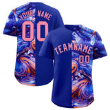 Custom Royal Split Fashion Fluid Pattern Authentic Baseball Jersey