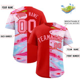 Custom Red Split Fashion Fluid Pattern Authentic Baseball Jersey