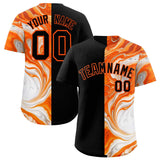 Custom Black Split Fashion Fluid Pattern Authentic Baseball Jersey